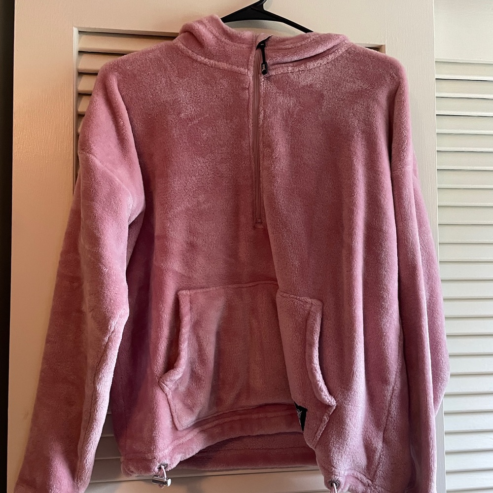 Juicy couture cropped pink fuzzy hoodie